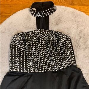 Elegant Black and Silver Studded Dress